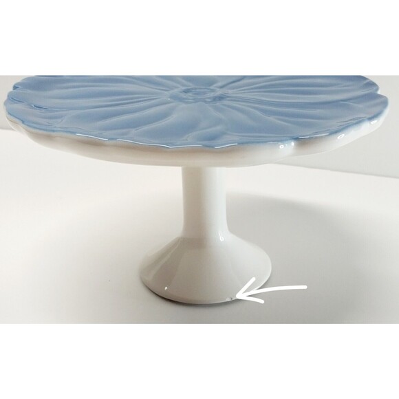 VTG Blue White Flower Pedestal Dish NOT DWS/MWS 7" Boho Spring Summer Serveware - Picture 9 of 13